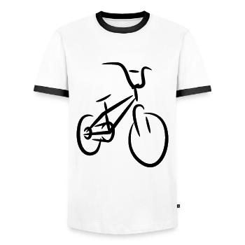 BMX Bike Drawing - Men's Ringer Shirt - white/black - Front - AI Model Female 172 light (172cm) & AI Model Male 178 dark (178cm)