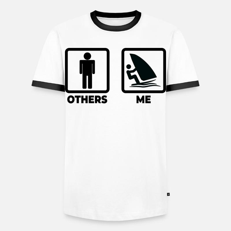 Windsurfer Zeitplan - Männer Kontrast-T-Shirt - Weiß/Schwarz