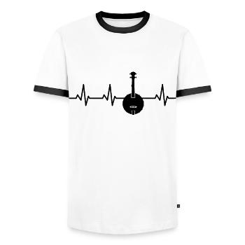 Banjo Heart palpitations - Men's Ringer Shirt - white/black - Front - AI Model Female 172 light (172cm) & AI Model Male 178 dark (178cm)