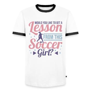Footballeur - T-shirt contrasté Homme - blanc/noir - Devant - AI Model Female 172 light (172cm) & AI Model Male 178 dark (178cm)