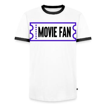 Movies Watch Movie Statement Cinema Night Streaming - Men's Ringer Shirt - white/black - Front - AI Model Female 172 light (172cm) & AI Model Male 178 dark (178cm)