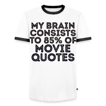 Films, Déclaration, Cinéma, Films, Soirée cinéma, Théâtre - T-shirt contrasté Homme - blanc/noir - Devant - AI Model Female 172 light (172cm) & AI Model Male 178 dark (178cm)