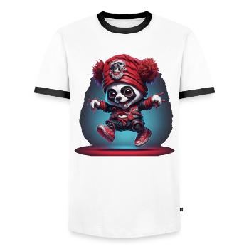Cute panda as a pirate - Men's Ringer Shirt - white/black - Front - AI Model Female 172 light (172cm) & AI Model Male 178 dark (178cm)