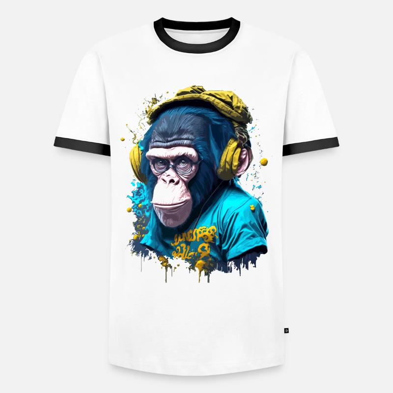 Iconic monkey - Men's Ringer Shirt - white/black