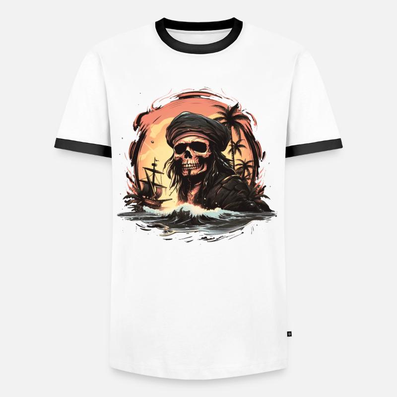 Skull Pirate - Men's Ringer Shirt - white/black
