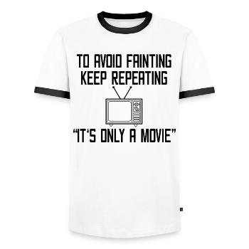 Télévision Regarder Film Film Déclaration Cinéma - T-shirt contrasté Homme - blanc/noir - Devant - AI Model Female 172 light (172cm) & AI Model Male 178 dark (178cm)