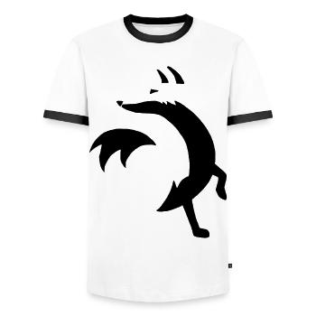 Skizze des schwarzen Fuchses - Männer Kontrast-T-Shirt - Weiß/Schwarz - Vorne - AI Model Female 172 light (172cm) & AI Model Male 178 dark (178cm)