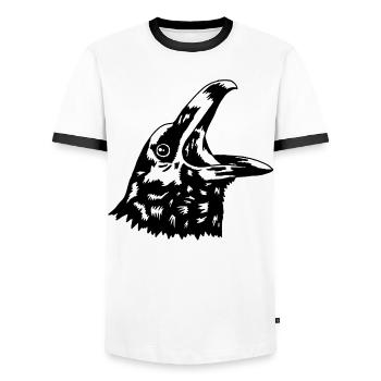 Crow - Men's Ringer Shirt - white/black - Front - AI Model Female 172 light (172cm) & AI Model Male 178 dark (178cm)