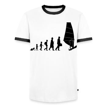 Entwicklung des Windsurfens - Männer Kontrast-T-Shirt - Weiß/Schwarz - Vorne - AI Model Female 172 light (172cm) & AI Model Male 178 dark (178cm)