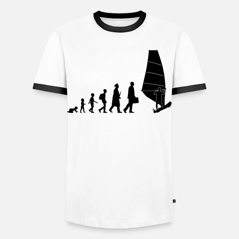 Entwicklung des Windsurfens - Männer Kontrast-T-Shirt - Weiß/Schwarz