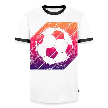 Soccer - Men's Ringer Shirt - white/black - Front - AI Model Female 172 light (172cm) & AI Model Male 178 dark (178cm)