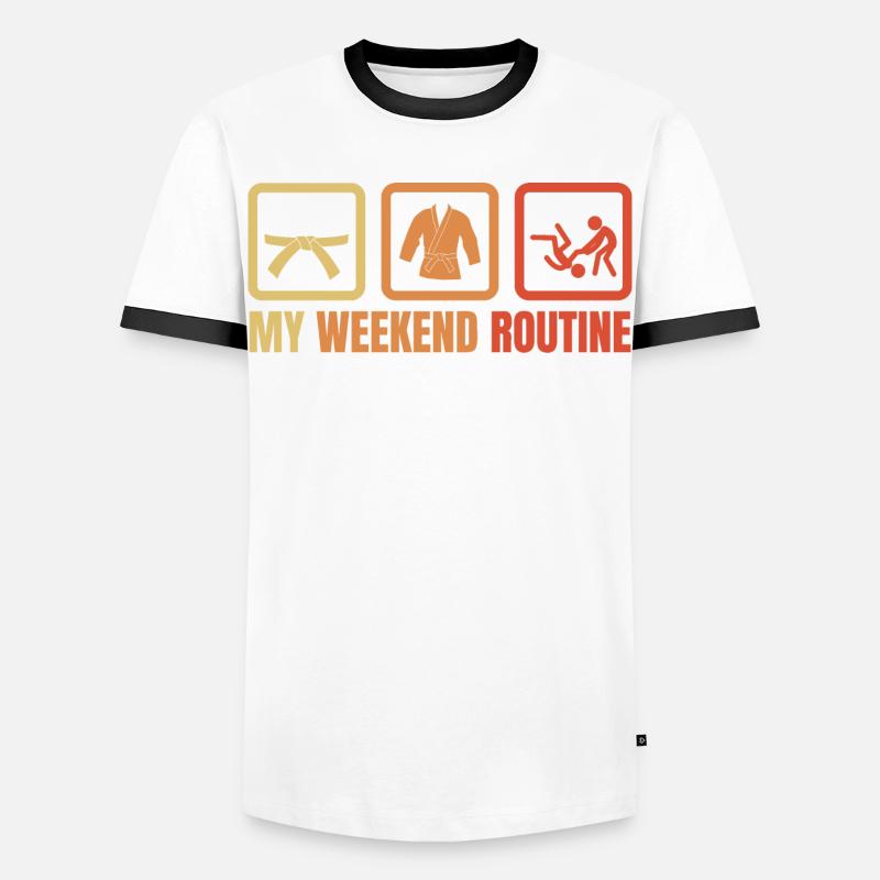 Judo Routine - Men's Ringer Shirt - white/black