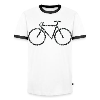 Bicycle sketch - Men's Ringer Shirt - white/black - Front - AI Model Female 172 light (172cm) & AI Model Male 178 dark (178cm)