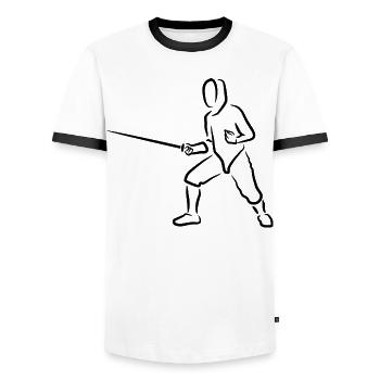Funny fencer - Men's Ringer Shirt - white/black - Front - AI Model Female 172 light (172cm) & AI Model Male 178 dark (178cm)