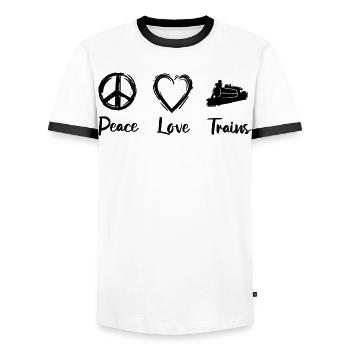 Railroad Love - Men's Ringer Shirt - white/black - Front - AI Model Female 172 light (172cm) & AI Model Male 178 dark (178cm)