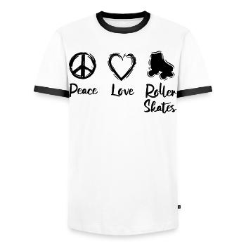 Peace Love Roller Patinage - T-shirt contrasté Homme - blanc/noir - Devant - AI Model Female 172 light (172cm) & AI Model Male 178 dark (178cm)