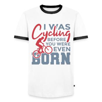 Fahrradfahrer Witz - Männer Kontrast-T-Shirt - Weiß/Schwarz - Vorne - AI Model Female 172 light (172cm) & AI Model Male 178 dark (178cm)