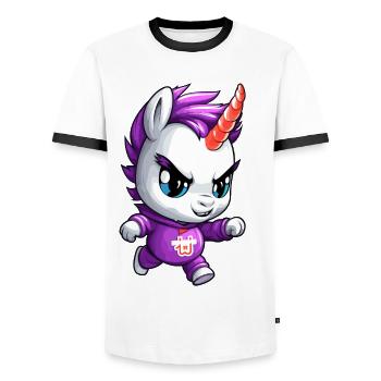 Grim Unicorn Design - Mystical Magic - T-shirt contrasté Homme - blanc/noir - Devant - AI Model Female 172 light (172cm) & AI Model Male 178 dark (178cm)
