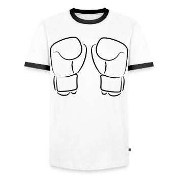 Gants de kickboxing - T-shirt contrasté Homme - blanc/noir - Devant - AI Model Female 172 light (172cm) & AI Model Male 178 dark (178cm)