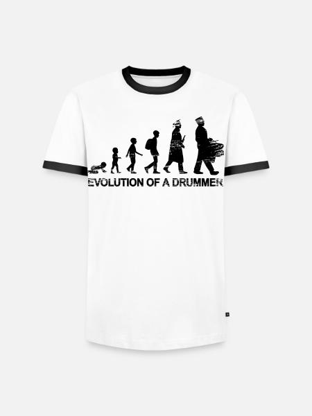 Development of a drummer - Men's Ringer Shirt - white/black