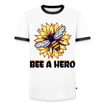 Bee Animal Welfare Species Conservation Environment Earth Statement - Men's Ringer Shirt - white/black - Front - AI Model Female 172 light (172cm) & AI Model Male 178 dark (178cm)