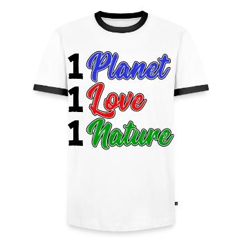 Nature Conservation Nature Planète Terre Déclaration Environnement - T-shirt contrasté Homme - blanc/noir - Devant - AI Model Female 172 light (172cm) & AI Model Male 178 dark (178cm)