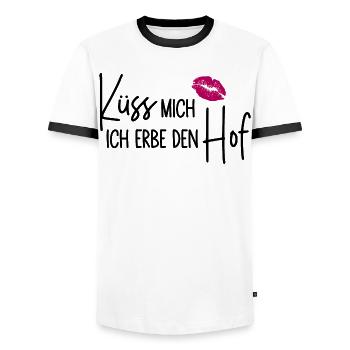 Küss mich Ich erbe den Hof - Männer Kontrast-T-Shirt - Weiß/Schwarz - Vorne - AI Model Female 172 light (172cm) & AI Model Male 178 dark (178cm)