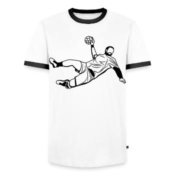 Handballer - Männer Kontrast-T-Shirt - Weiß/Schwarz - Vorne - AI Model Female 172 light (172cm) & AI Model Male 178 dark (178cm)