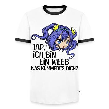 Comic Mädchen Anime Mangastyle Manga Statement - Männer Kontrast-T-Shirt - Weiß/Schwarz - Vorne - AI Model Female 172 light (172cm) & AI Model Male 178 dark (178cm)