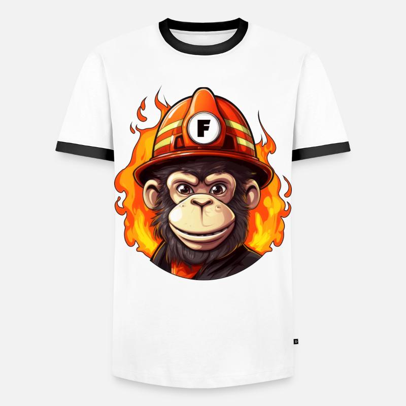 Fire Brigade Monkey - Men's Ringer Shirt - white/black