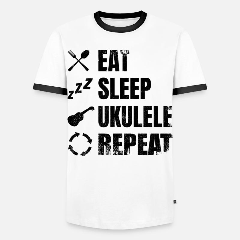 Ukulele Liebe - Männer Kontrast-T-Shirt - Weiß/Schwarz