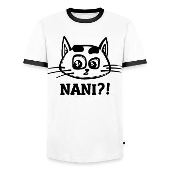 Nani Cat Disant Manga Japon Anime Cartoon - T-shirt contrasté Homme - blanc/noir - Devant - AI Model Female 172 light (172cm) & AI Model Male 178 dark (178cm)