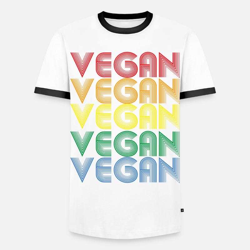 Regenbogen VEGAN Statement - Männer Kontrast-T-Shirt - Weiß/Schwarz