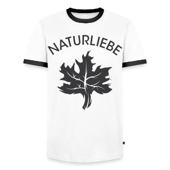 Naturliebe Blatt Naturschutz Symbol Logo Icon - Männer Kontrast-T-Shirt - Weiß/Schwarz - Vorne - AI Model Female 172 light (172cm) & AI Model Male 178 dark (178cm)