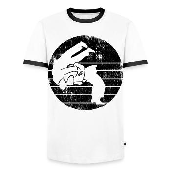 Judokämpfer - Männer Kontrast-T-Shirt - Weiß/Schwarz - Vorne - AI Model Female 172 light (172cm) & AI Model Male 178 dark (178cm)