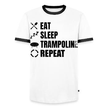 Eat Sleep Trampoline Repeat - Men's Ringer Shirt - white/black - Front - AI Model Female 172 light (172cm) & AI Model Male 178 dark (178cm)