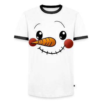Kuschelig Schneemann Gesicht - Männer Kontrast-T-Shirt - Weiß/Schwarz - Vorne - AI Model Female 172 light (172cm) & AI Model Male 178 dark (178cm)