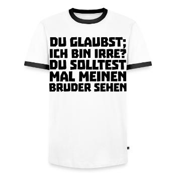 Geschwister Statement Bruderherz Bruder Bro - Männer Kontrast-T-Shirt - Weiß/Schwarz - Vorne - AI Model Female 172 light (172cm) & AI Model Male 178 dark (178cm)