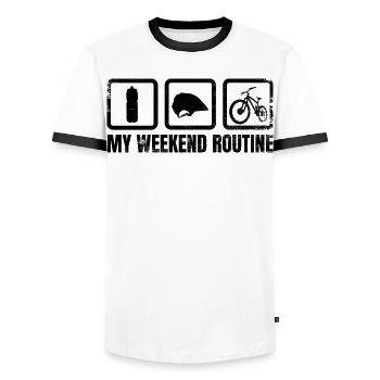 Mountain biker weekend - Men's Ringer Shirt - white/black - Front - AI Model Female 172 light (172cm) & AI Model Male 178 dark (178cm)