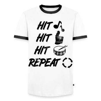 Chapelle de la marche - T-shirt contrasté Homme - blanc/noir - Devant - AI Model Female 172 light (172cm) & AI Model Male 178 dark (178cm)