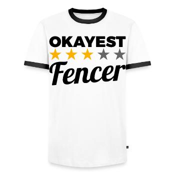 Okayest fencer - Men's Ringer Shirt - white/black - Front - AI Model Female 172 light (172cm) & AI Model Male 178 dark (178cm)