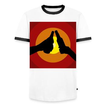 Becher Toast am Sonnenuntergang - Männer Kontrast-T-Shirt - Weiß/Schwarz - Vorne - AI Model Female 172 light (172cm) & AI Model Male 178 dark (178cm)