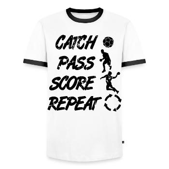 Catch, Pass, Repeat, Points - Men's Ringer Shirt - white/black - Front - AI Model Female 172 light (172cm) & AI Model Male 178 dark (178cm)