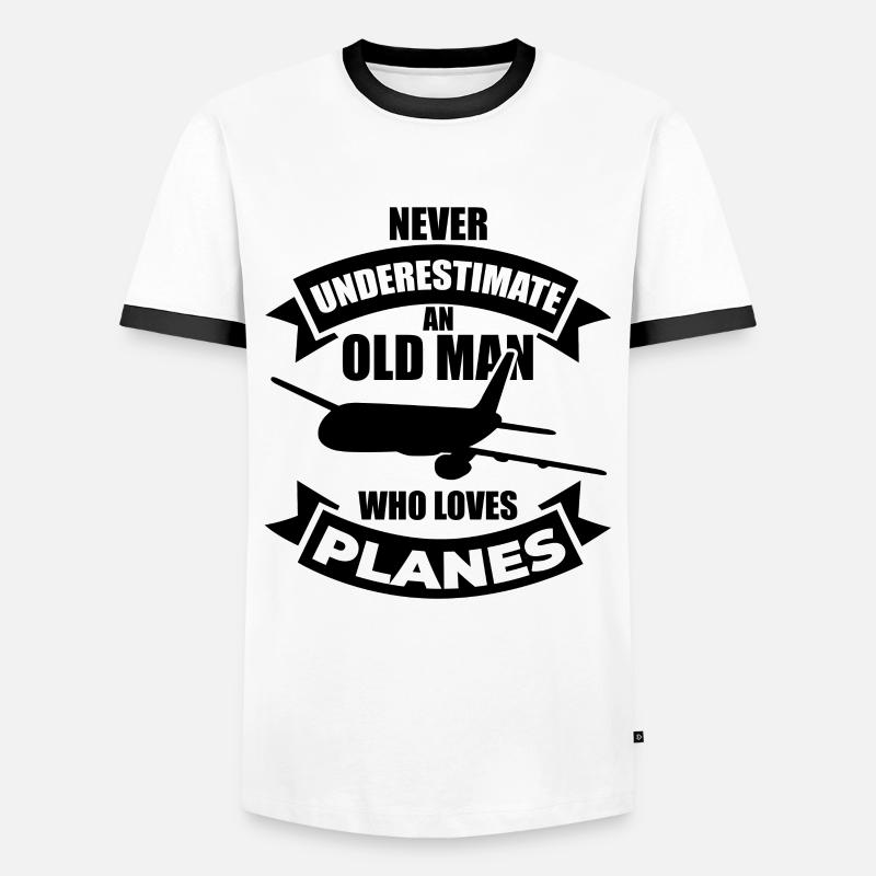 Flugzeug Opa - Männer Kontrast-T-Shirt - Weiß/Schwarz
