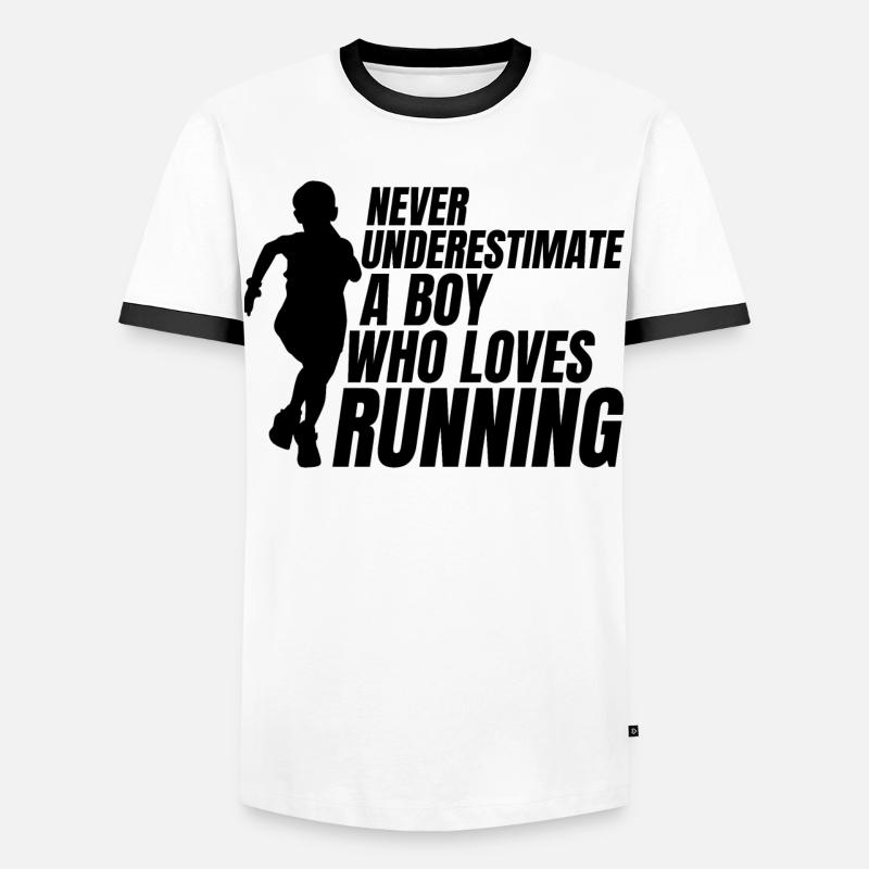 Laufender Junge - Männer Kontrast-T-Shirt - Weiß/Schwarz