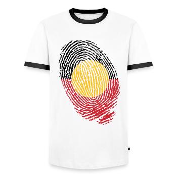 Aboriginal Australia fingerprints - Men's Ringer Shirt - white/black - Front - AI Model Female 172 light (172cm) & AI Model Male 178 dark (178cm)