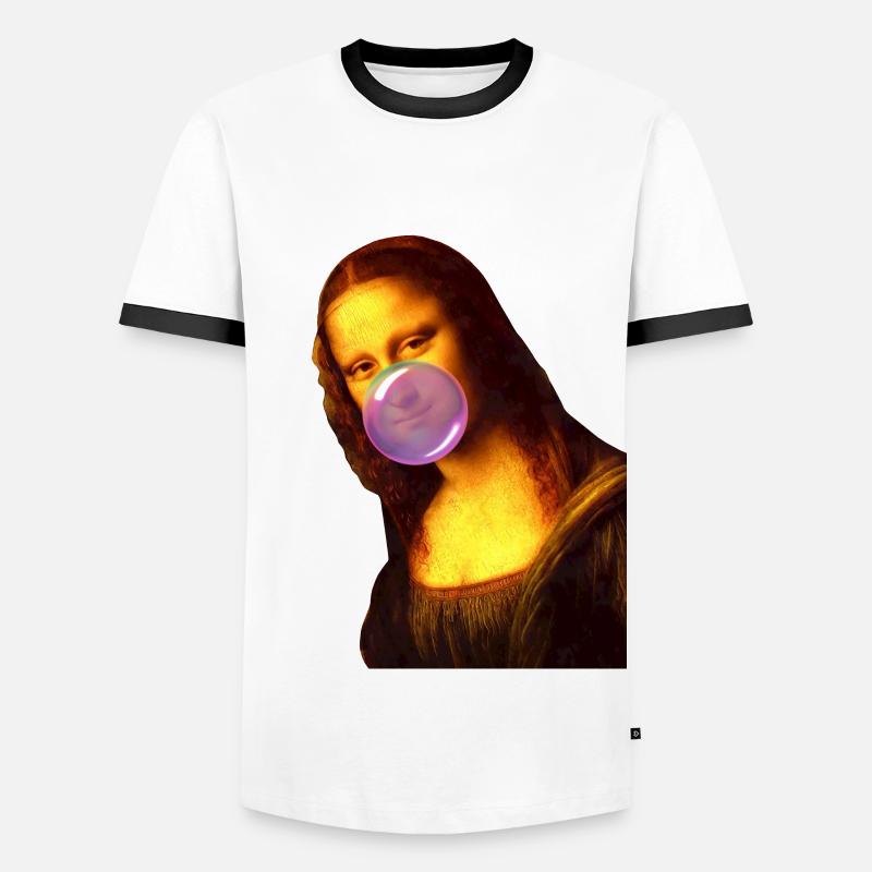 Mona Lisa Kaugummi Bubble - Männer Kontrast-T-Shirt - Weiß/Schwarz