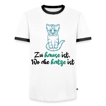 Katze Statement Haustiere Lieblingstier Heimtier - Männer Kontrast-T-Shirt - Weiß/Schwarz - Vorne - AI Model Female 172 light (172cm) & AI Model Male 178 dark (178cm)