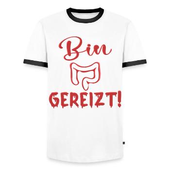 REIZDARM - BIN GEREIZT SPRÜCHE - Männer Kontrast-T-Shirt - Weiß/Schwarz - Vorne - AI Model Female 172 light (172cm) & AI Model Male 178 dark (178cm)