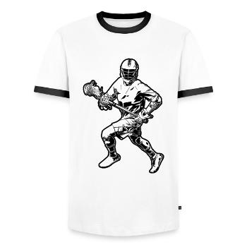 Croquis du joueur de crosse - T-shirt contrasté Homme - blanc/noir - Devant - AI Model Female 172 light (172cm) & AI Model Male 178 dark (178cm)
